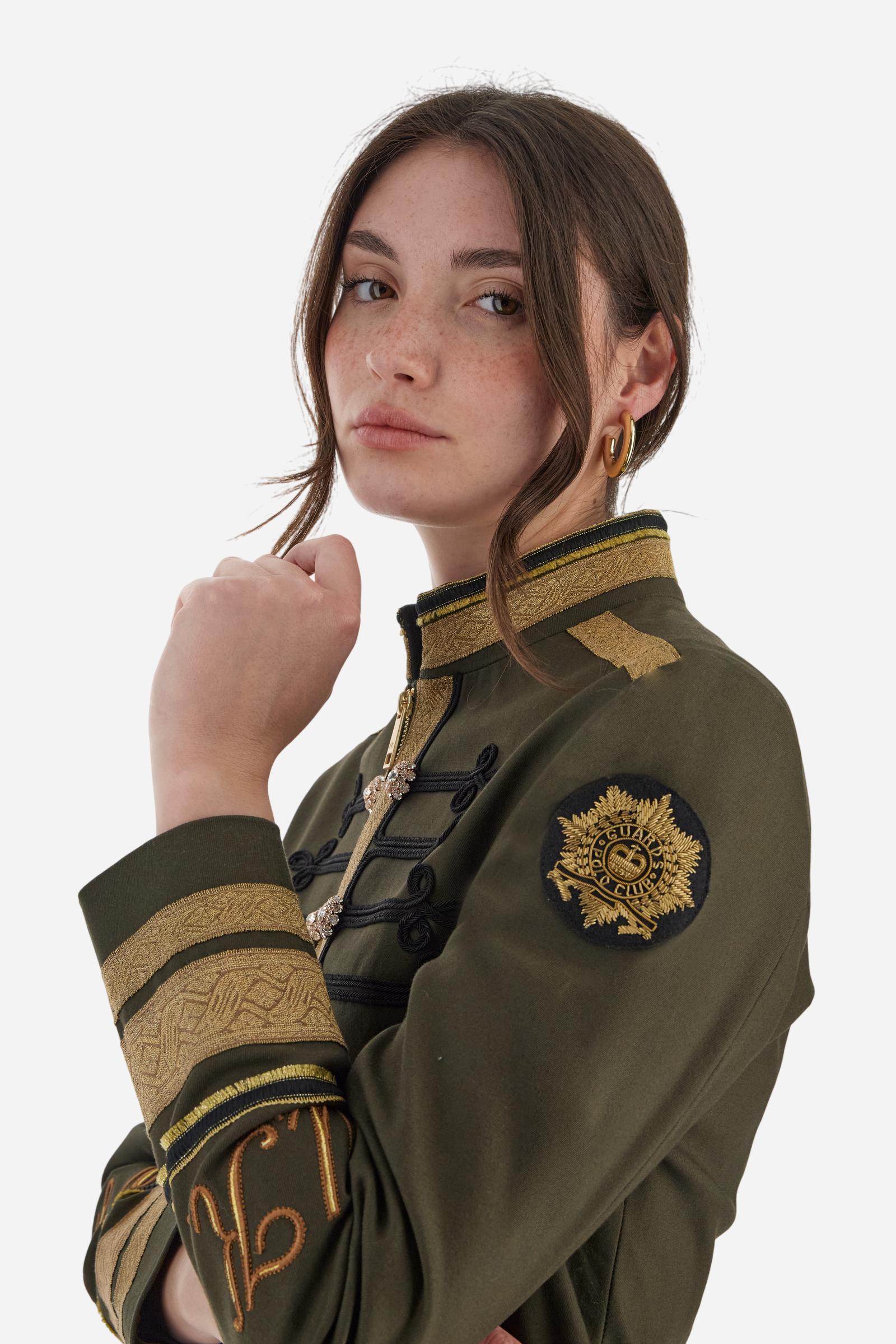 Saco de sarga de algodón para mujer con adornos - Beatriz