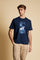 Men’s short-sleeve cotton jersey T-shirt. Crew-neck style with contemporary fit and modern cut, enhanced by a large nautical heraldic print. - Navy                                                                                                                                                                                                                                                                                                                                                                             