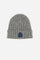 Unisex plain ribbed beanie, made from synthetic fabric. The logo appears on the patch appliquéd on the front. - Medium Heather Grey