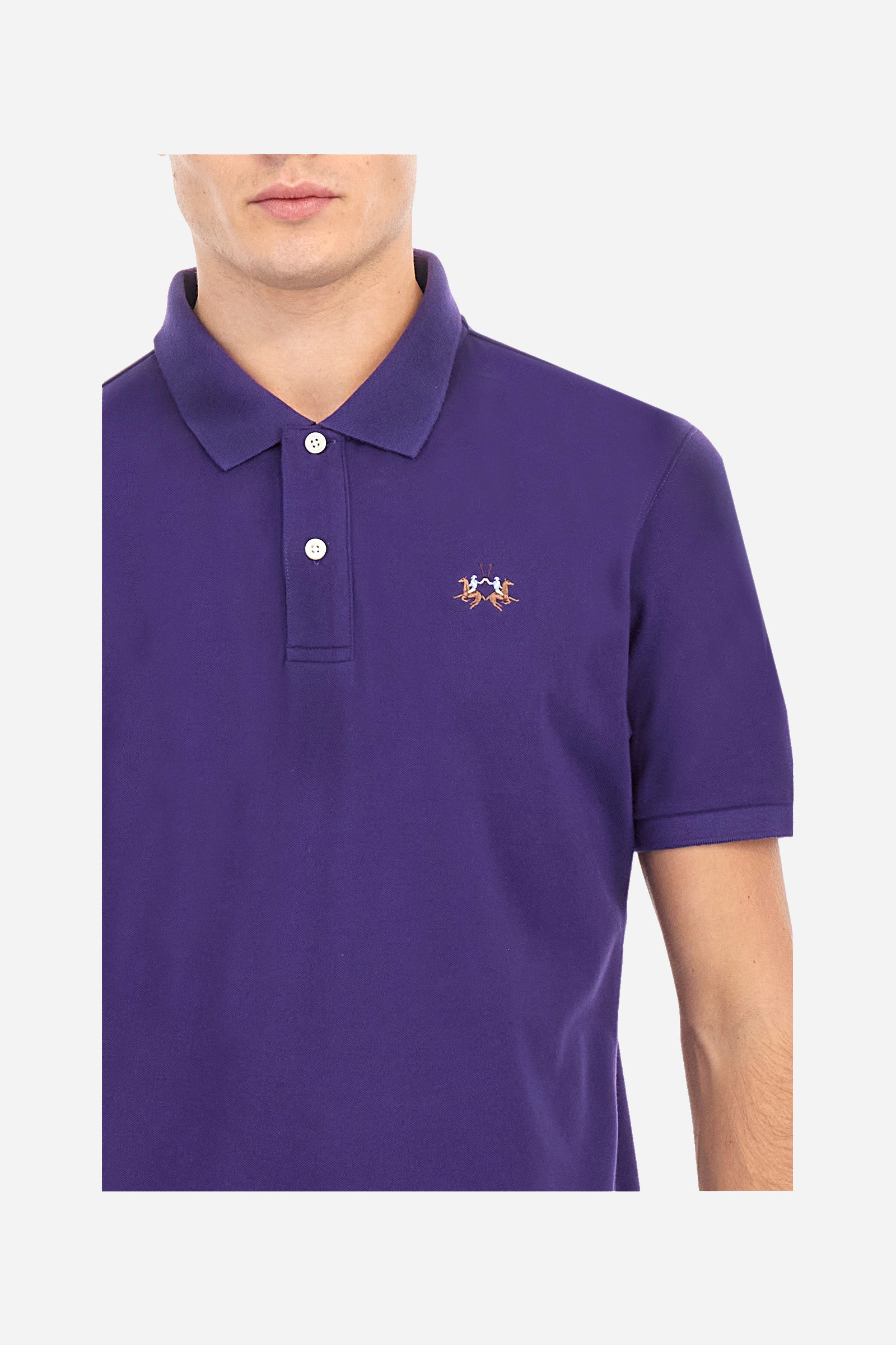 Poloshirt aus Stretch-Piqué-Baumwolle mit schmaler Passform – Eduardo