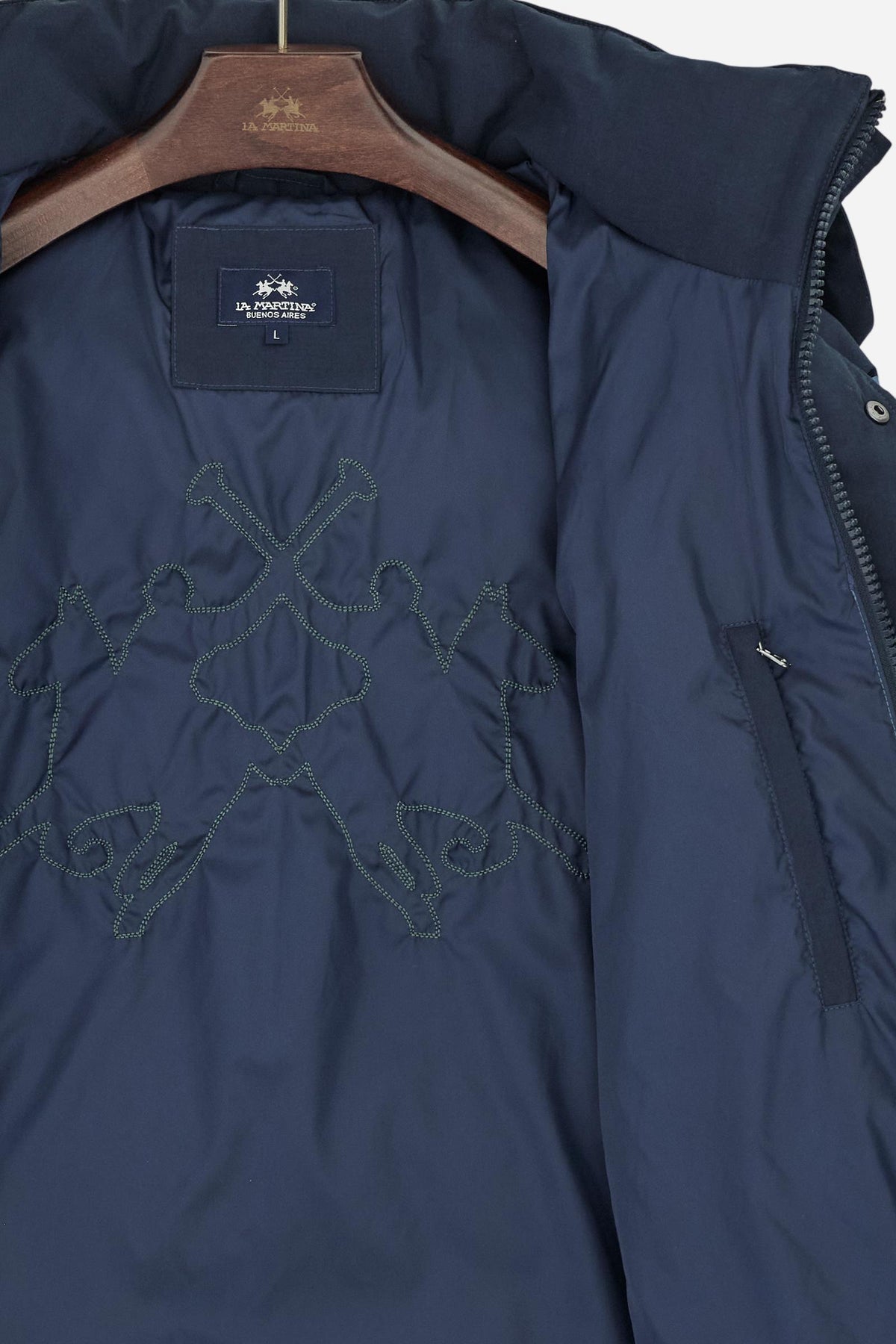 Men's down jacket with hood in nylon and feather - Dalton